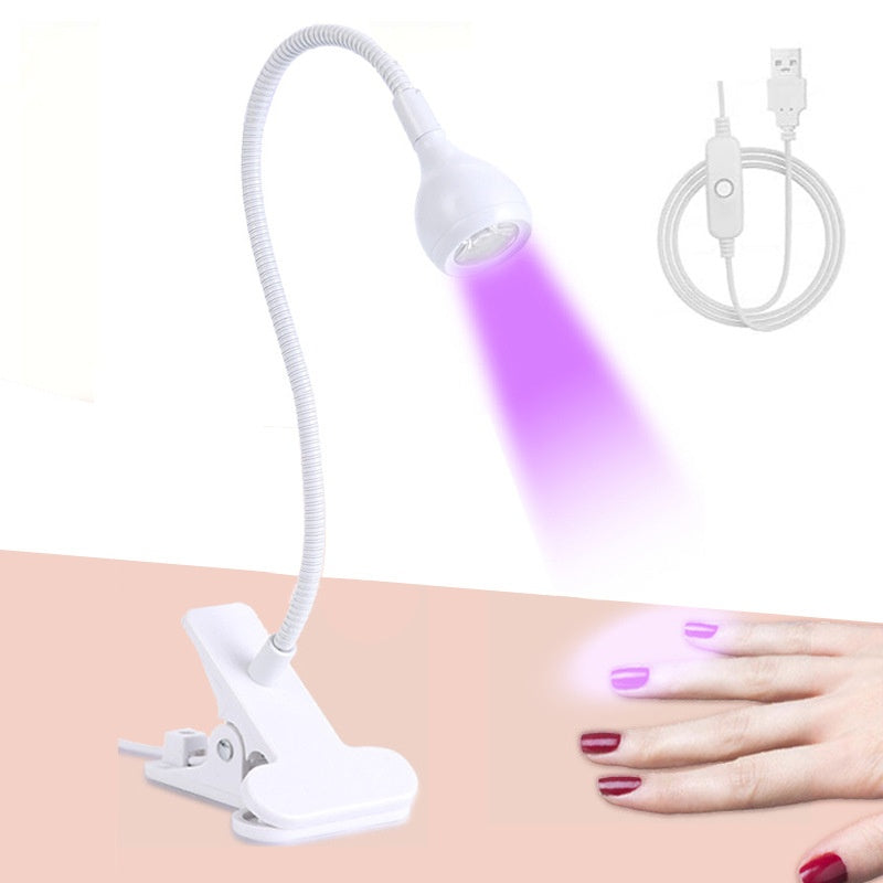 Goose Neck Nail Lamp USB Clip 395 Phototherapy Lamp Nail Polish UV Glue Curing Lamp Purple Light Lamp Nail Art Straight Lamp