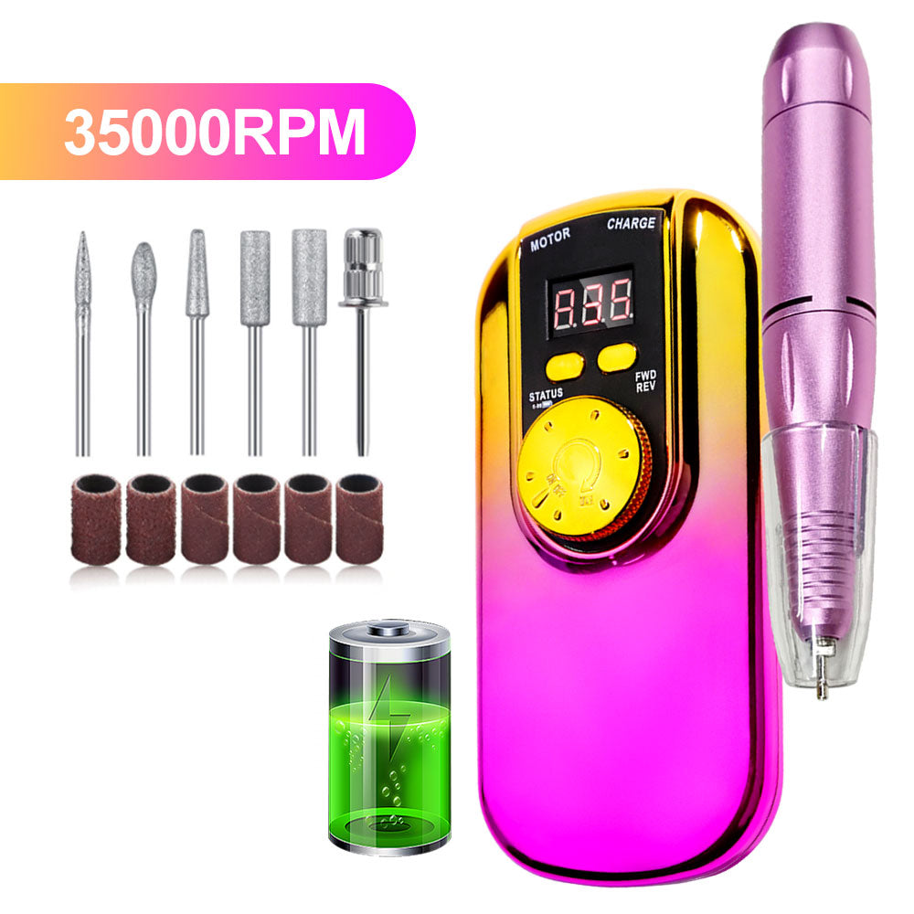 Portable Electric Nail Drill Cordless,35000 RPM Electric Nail File With Holder,Rechargeable Nail Drill E Filer For Nails,Electric Nail Buffer Nail Filer Electric Tool For Women