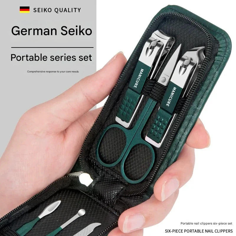 Portable Dark Green Nail Clippers Set 6-piece Nail Clippers Set Home Nail Clippers
