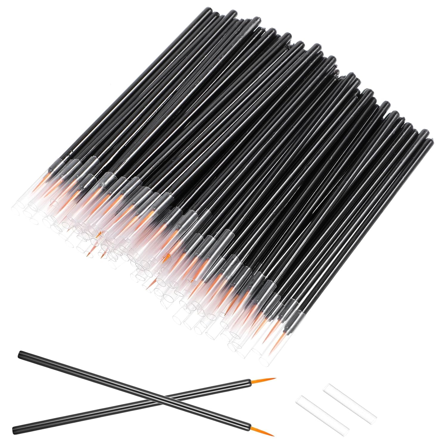 One Hundred Pack Disposable Eyeliner Brushes - Ultra-Fine Point Applicators, Black Cosmetic Eye Wands For Precise Makeup Application