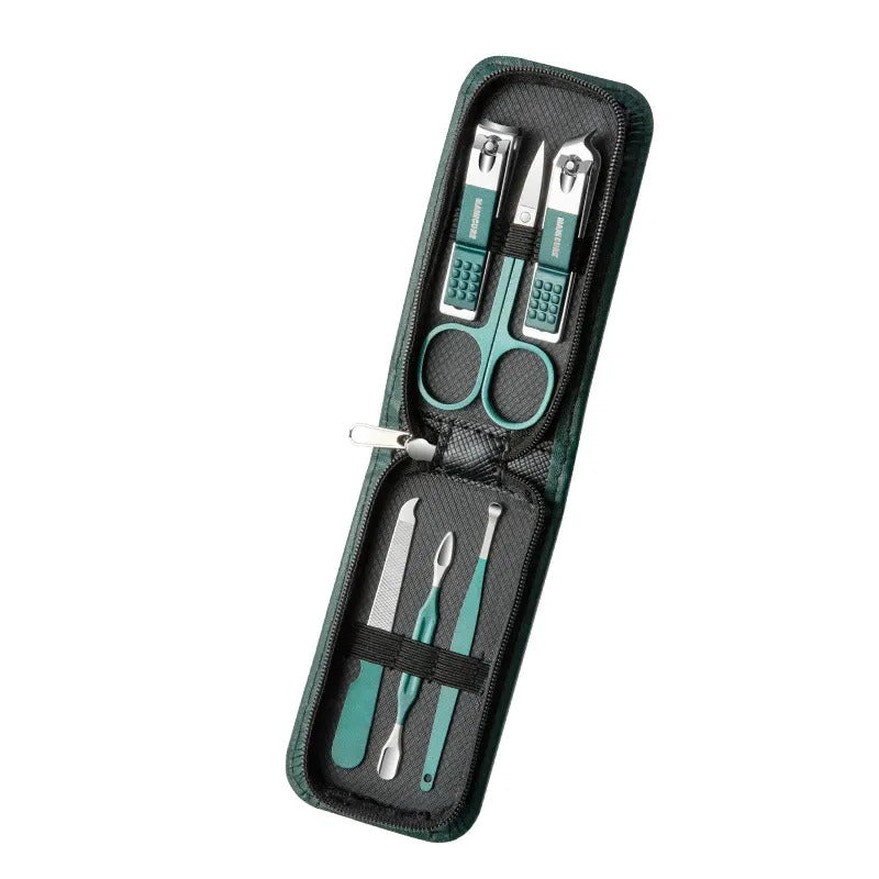 Portable Dark Green Nail Clippers Set 6-piece Nail Clippers Set Home Nail Clippers