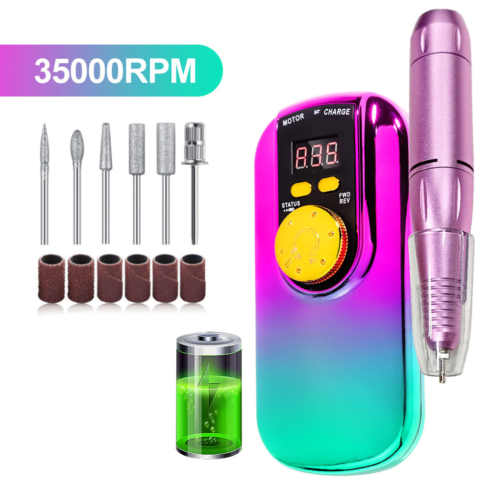 Portable Electric Nail Drill Cordless,35000 RPM Electric Nail File With Holder,Rechargeable Nail Drill E Filer For Nails,Electric Nail Buffer Nail Filer Electric Tool For Women
