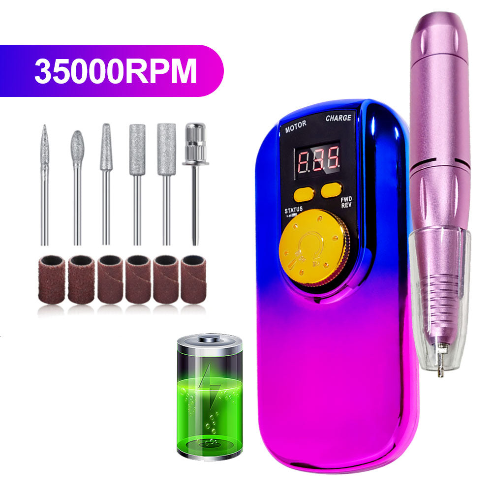 Portable Electric Nail Drill Cordless,35000 RPM Electric Nail File With Holder,Rechargeable Nail Drill E Filer For Nails,Electric Nail Buffer Nail Filer Electric Tool For Women